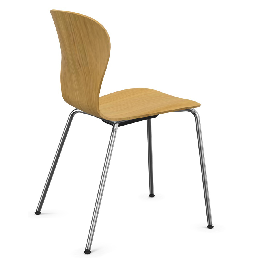 THONET S 220 Formholz-Stuhl Edelholz Eiche - Gestell chrom - Rückansicht