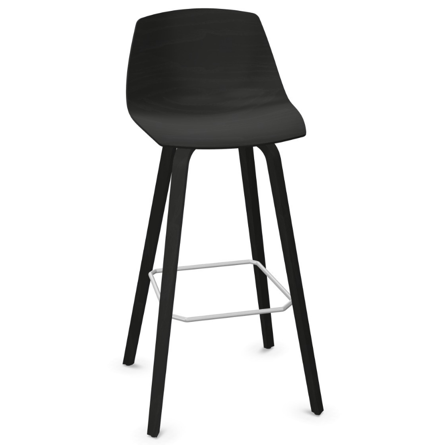 lapalma MIUNN S105 Barhocker Holzgestell und Sitzschale schwarz 75 cm