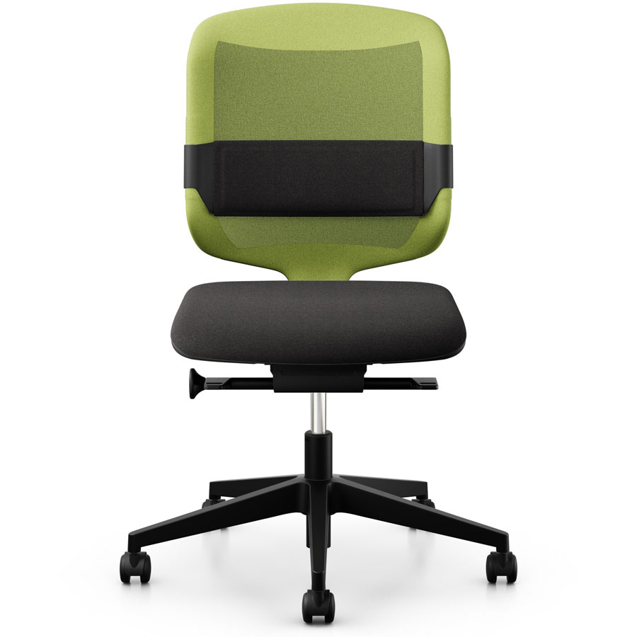 Giroflex 434-3019 gelb mit Lordosepolster und Kunststoff-Fußkreuz - Frontansicht