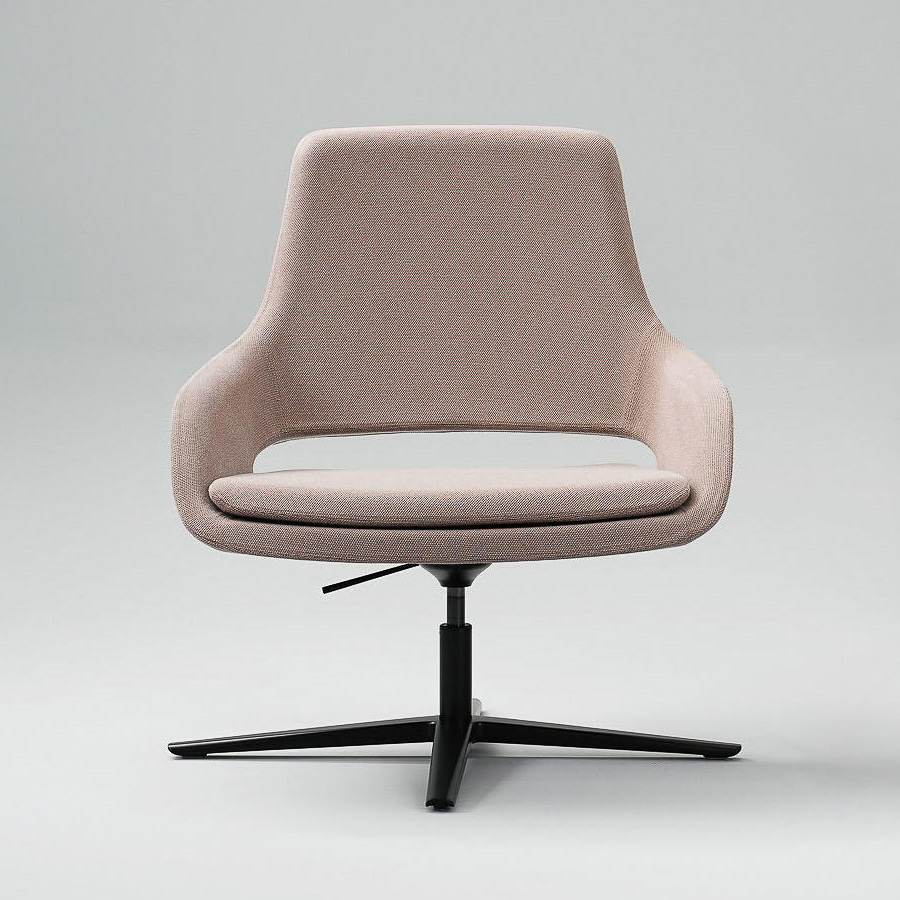 narbutas Sandie Loungesessel mit niedriger Rückenlehne und Drehgestell in Schwarz, höhenverstellbar