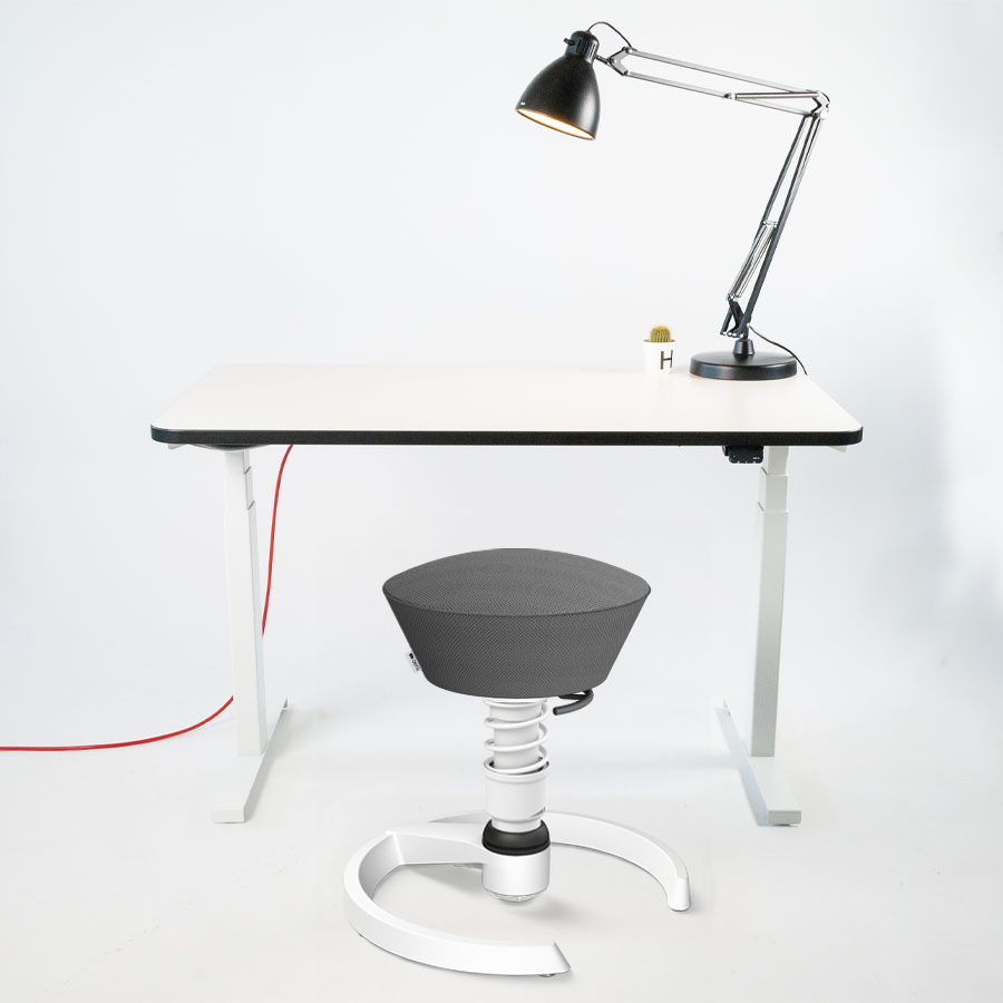 Bundle Schreibtisch NewWORK weiß & aeris Swopper grau - niedrige Einstellung