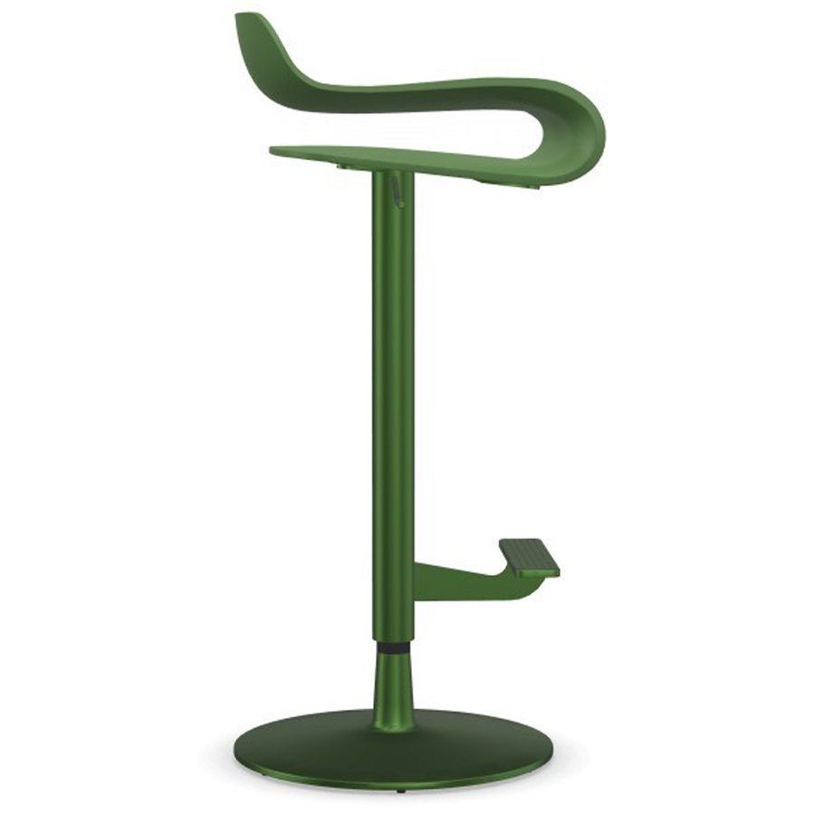 Kristalia BCN Barhocker höhenverstellbar Gestell grasgrün lackiert