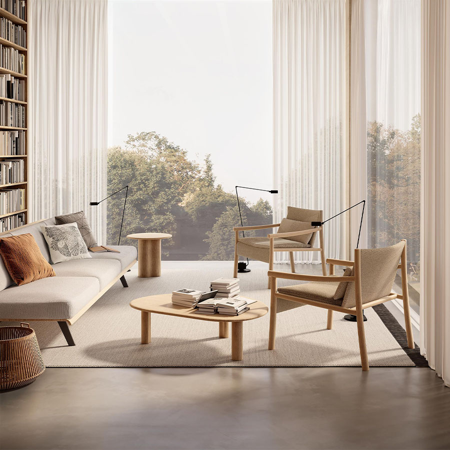 Arper Kata Lounge Sessel gemustert Sitzfläche Linen