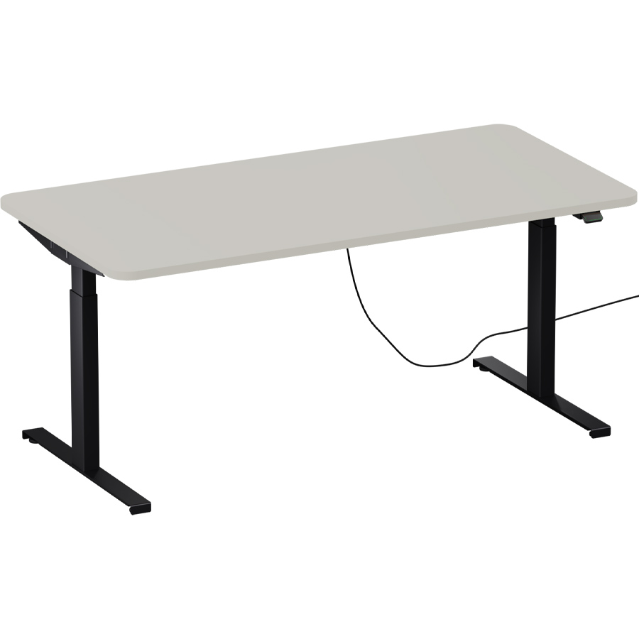 Schreibtisch NewWORK elektrisch höhenverstellbar - Gestell schwarz - Platte Titanweiß
