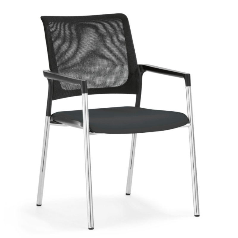 Klöber MERA 47 (mer47) Vierfuß - Gestell verchromt - Netz schwarz