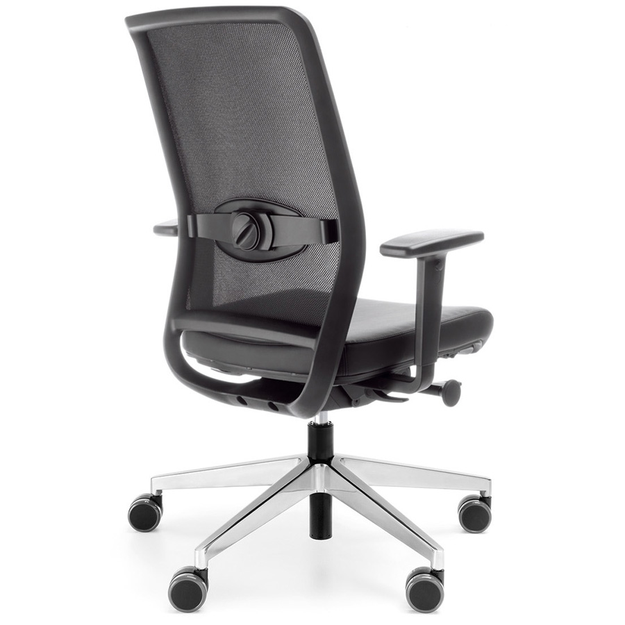 Profim Veris Net Netzrücken schwarz - Sitzbezug Next NX-16 schwarz - Alufußkreuz poliert - Rückseite