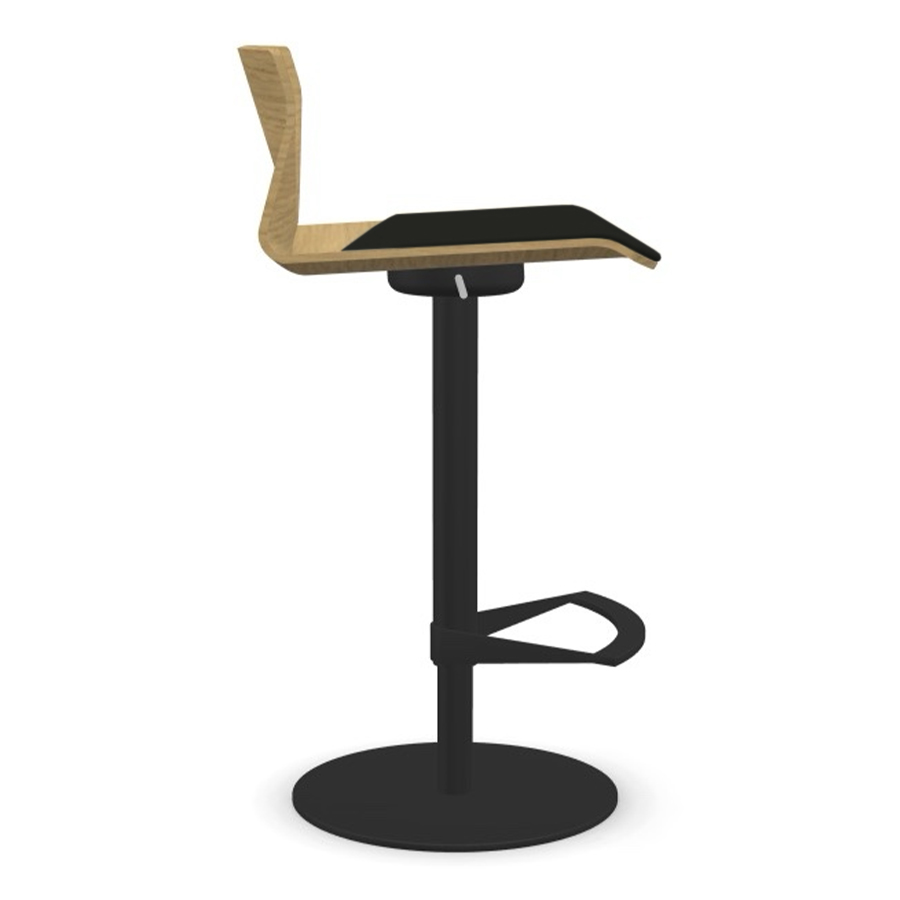 lapalma KAI Barhocker schwarz Sitzschale Eiche mit Lederkissen