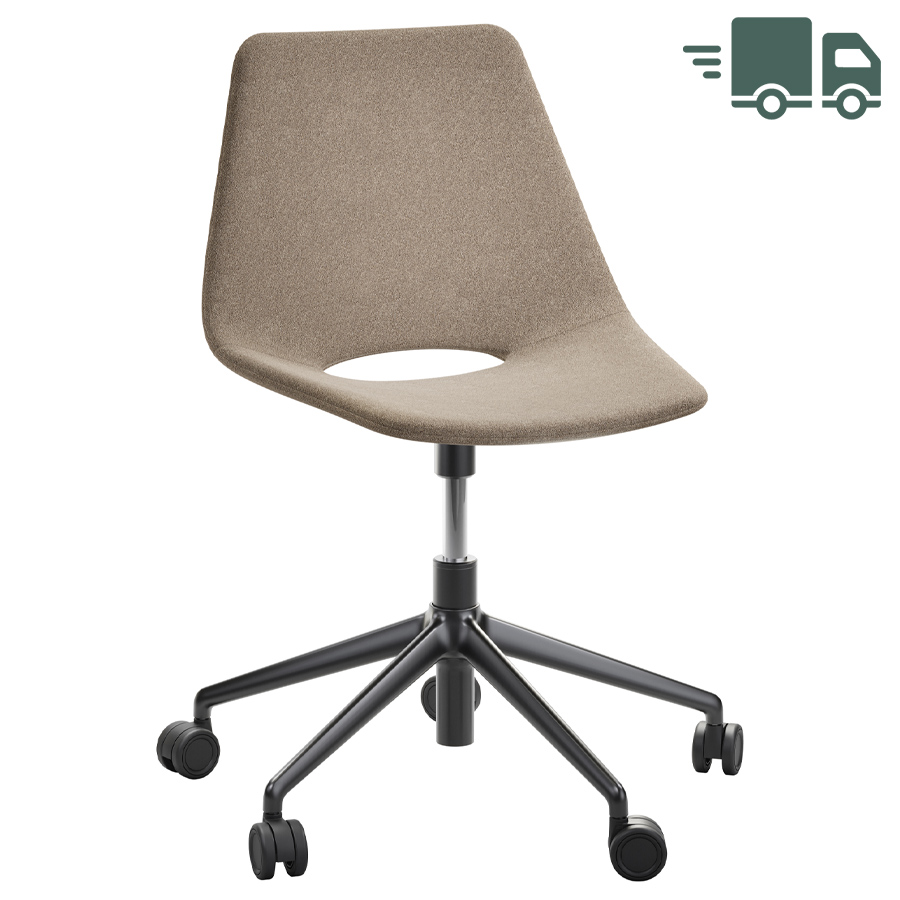 THONET S 661 PVDR Formholz-Stuhl - vollgepolstert - Fußkreuz schwarz mit Rollen