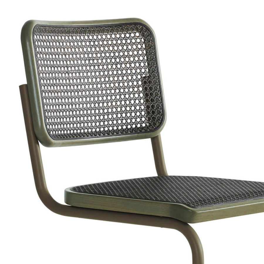 THONET S 32 V Dark Melange graugrün | Stahlrohr-Freischwinger | Gestell graugrün | Nahaufnahme