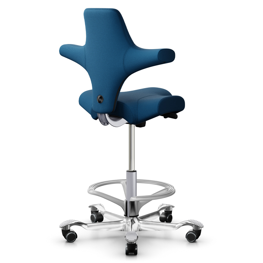 HAG Capisco 8106 Stoff Select 61186 navy - Gestell silber mit Fußring - Fußkreuz poliert - Rückseite
