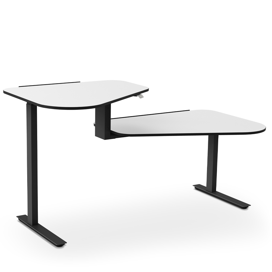 Aeris Active Office Desk - Gestell schwarz - Stehposition links - Platte weiß - Kante schwarz