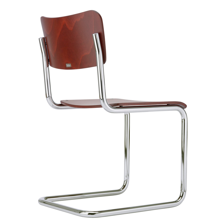 THONET Stahlrohr-Freischwinger S 43 K für Kinder - rubinrot gebeizt - Gestell verchromt - Rückansicht