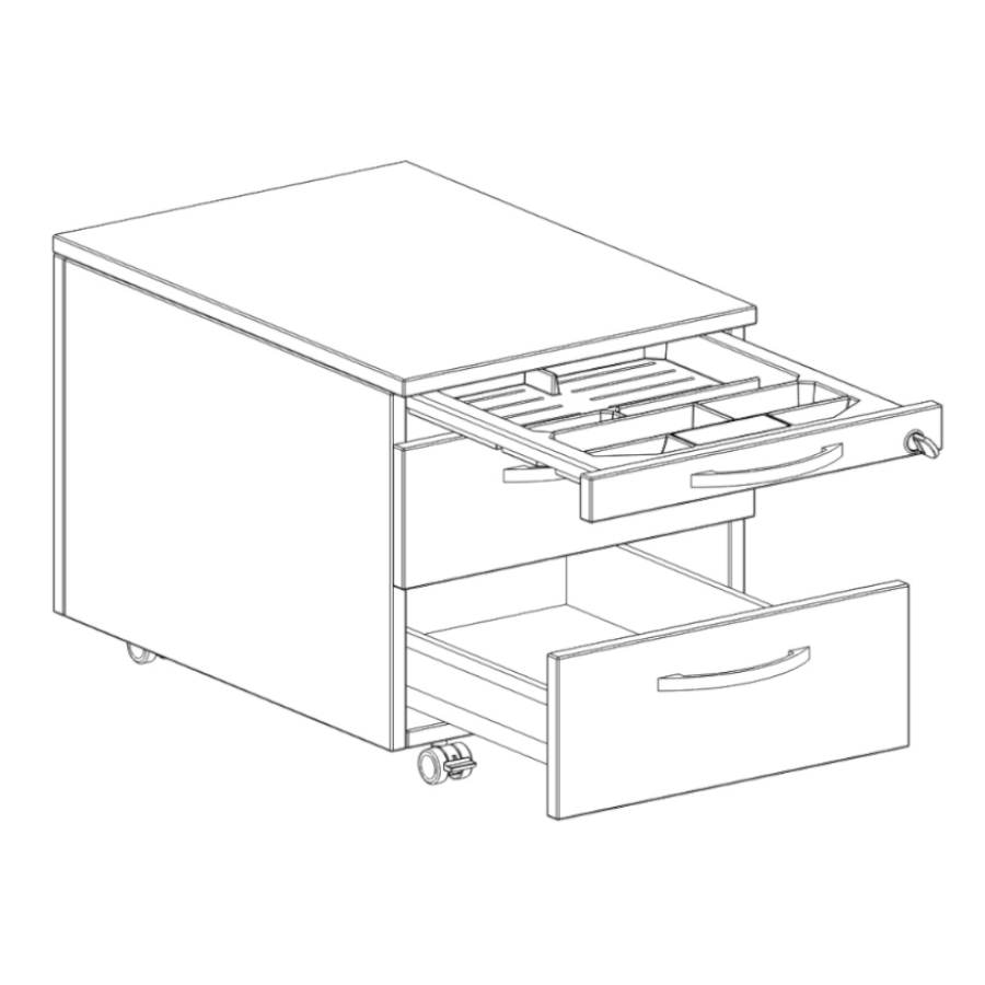 Palmberg Rollcontainer weiß mit Bogengriff chrom - Aufteilung