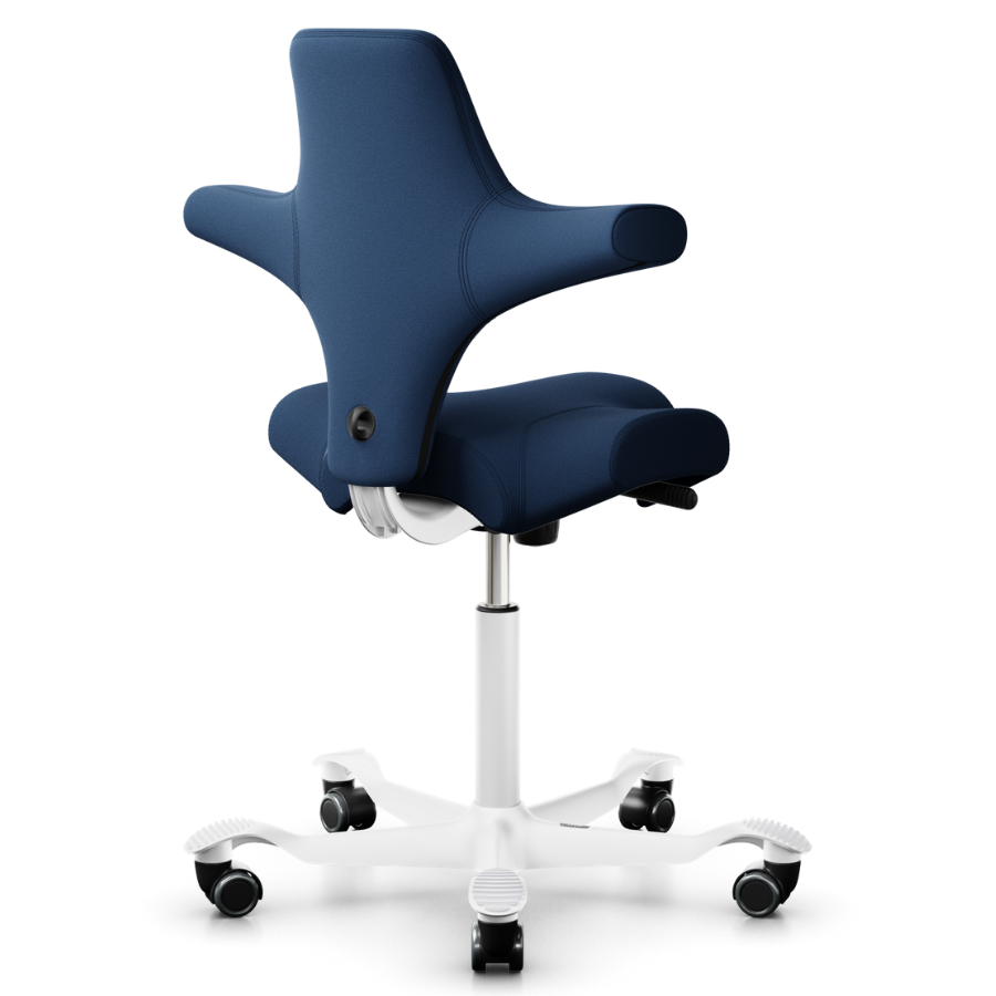 HAG CAPISCO 8106 Stoff Xtreme blau mit Sattelsitz 200 mm Gasfeder Gestell weiß