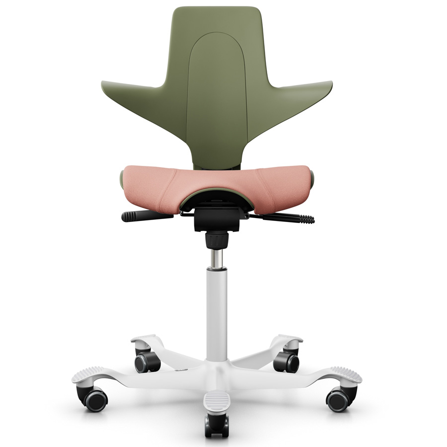 HAG Capisco Puls 8020 - Rücken Moss - Sitzbezug Light blush 64213 - Gestell weiß - Front