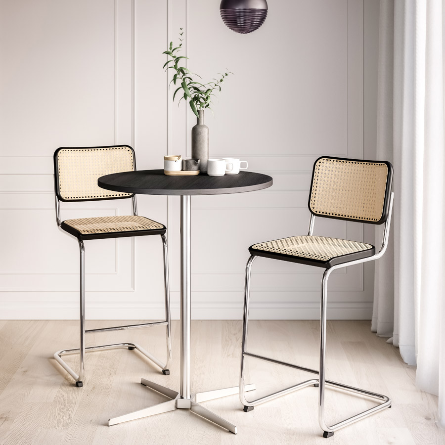 THONET Stahlrohr-Freischwinger S 32 VH Rohrgeflecht-Sitz Buche gebeizt - Beispielbild