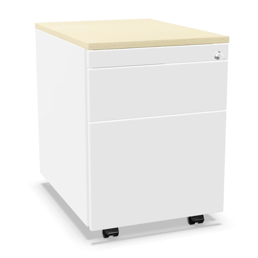 Palmberg Rollcontainer ORGA PLUS 3+6+1 weiß mit Abdeckplatte Akazie