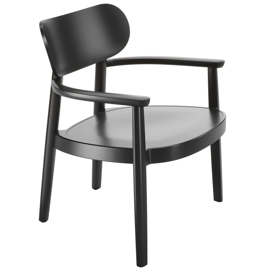 THONET 119 MF Holzstuhl mit Armlehnen und Muldensitz Buche gebeizt schwarz - Seitenansicht