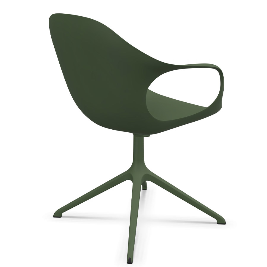 Kristalia ELEPHANT Drehstuhl Sitzschale olivgrün Gestell olivgrün - Rückansicht