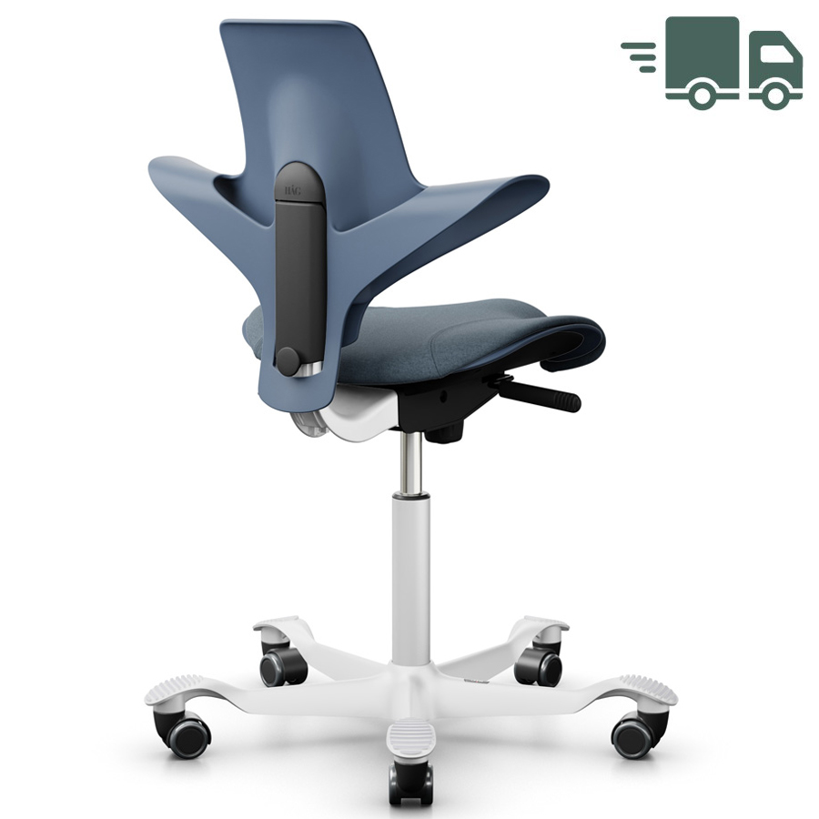 HAG Capisco Puls 8020 Blueberry mit Bezug Focus Melange Filzstoff blau Gestell weiß