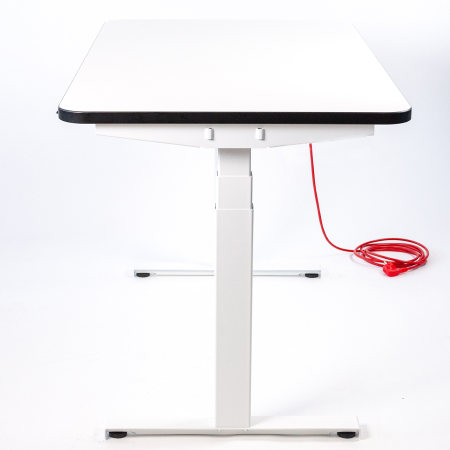 Bundle Kinderschreibtisch CLEO elektrisch höhenverstellbar weiß - Seitenansicht