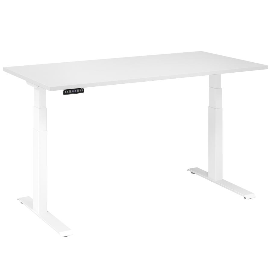 RWH RAPID elektrisch verstellbarer Schreibtisch - Tischplatte und Gestell weiß - 160x80 cm