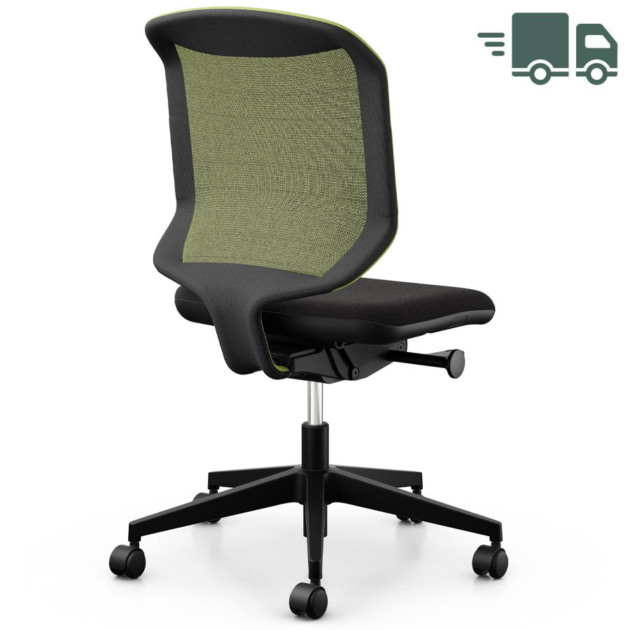 Giroflex 434-3019 gelb mit Kunststoff-Fußkreuz - Rückansicht