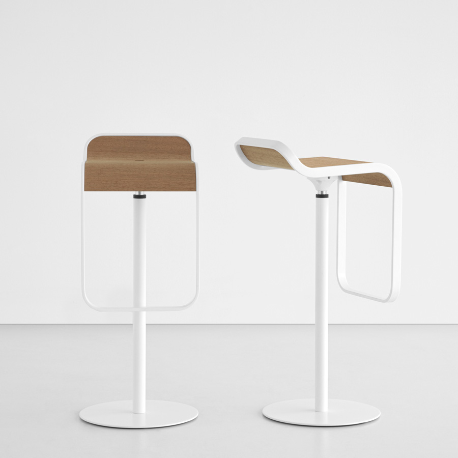 lapalma LEM ES81 Barhocker Outdoor | Weiß mit Sitzfläche aus Holz