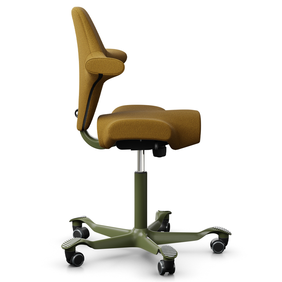 HAG Capisco 8106 Stoff Capture Farbe ocker 6401 - Gestell Moss Grey - Seite