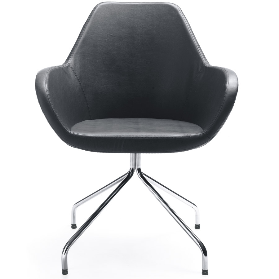 Profim Fan mit Spinnenfuß in Chrom mit Leder schwarz