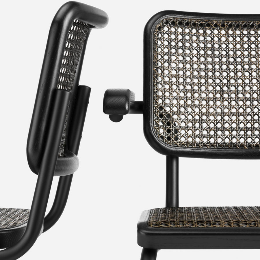 THONET Dark Melange Serie | Stahlrohr-Freischwinger | Gestell schwarz | Nahaufnahme