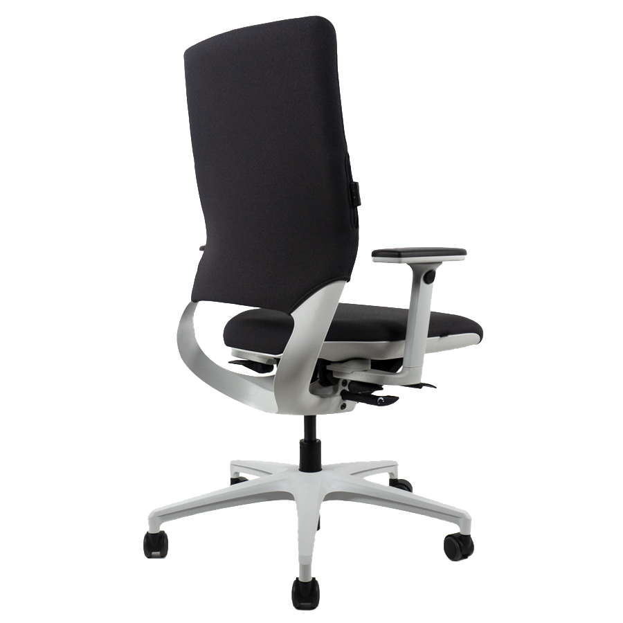 Klöber Mera98 Bürostuhl | Bezug Cura anthrazit | Gestell weiß-grau | Rückseite