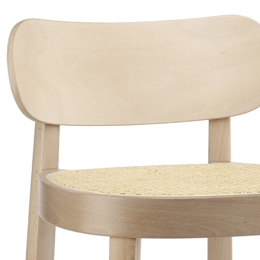 THONET 118 H Barhocker Buche gebeizt aufgehellt mit Sitz-Rohrgeflecht - Nahaufnahme