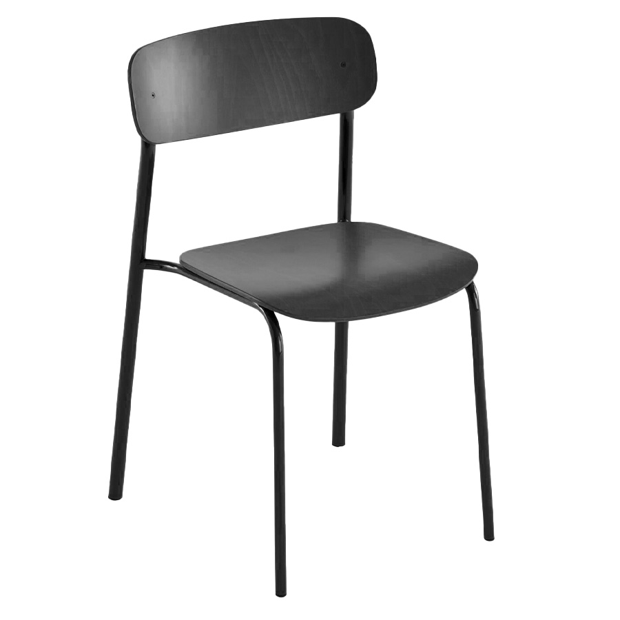 THONET S 243 Stahlrohrstuhl | Buche schwarz gebeizt | Gestell tiefschwarz