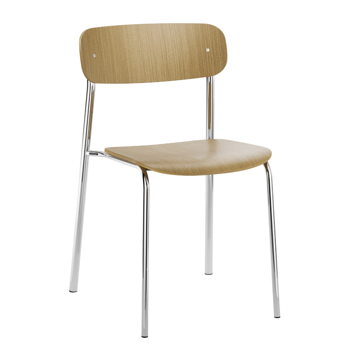 THONET S 243 Stahlrohrstuhl | Eiche klar lackiert | Gestell verchromt