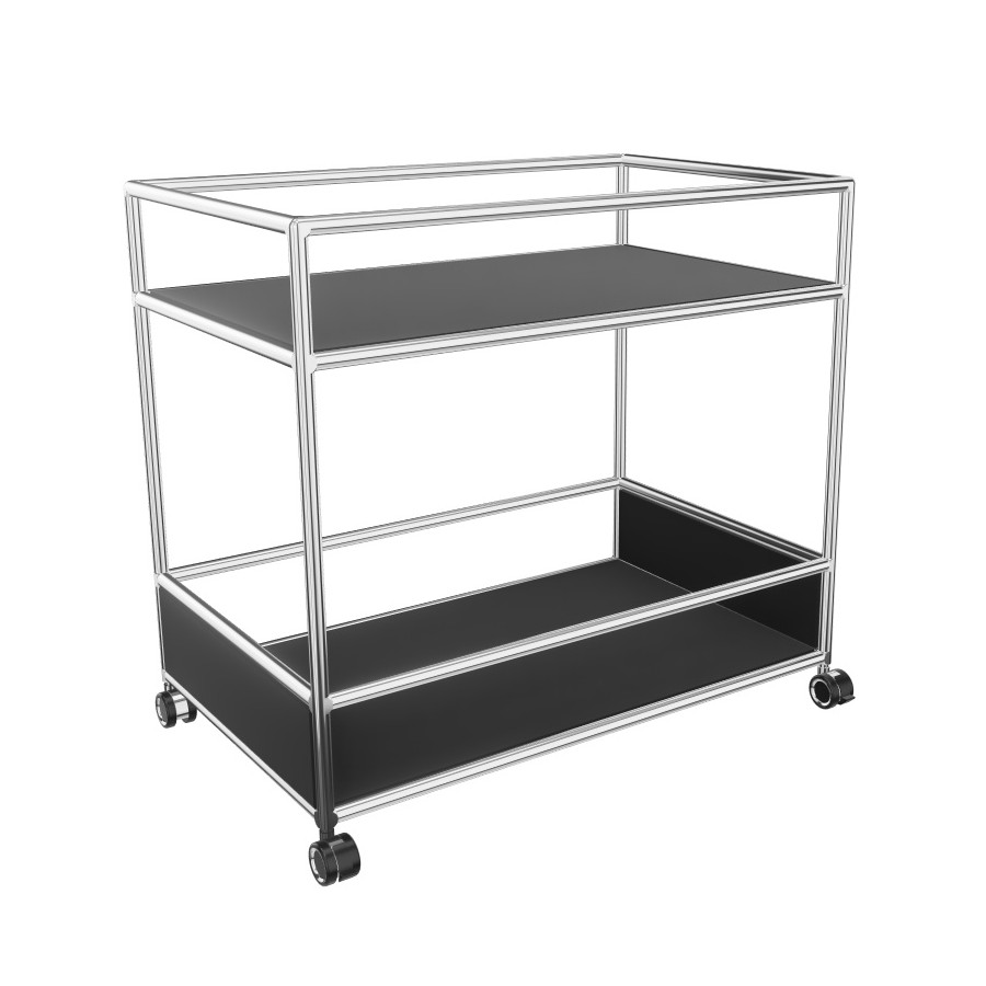 Bosse Servierwagen groß Chrom in Melamin Schwarz