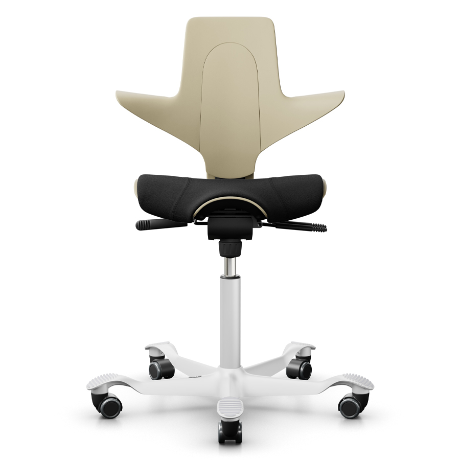 HAG CAPISCO PULS 8020 | Schale Sand | Sitz Cura schwarz | Gestell weiß