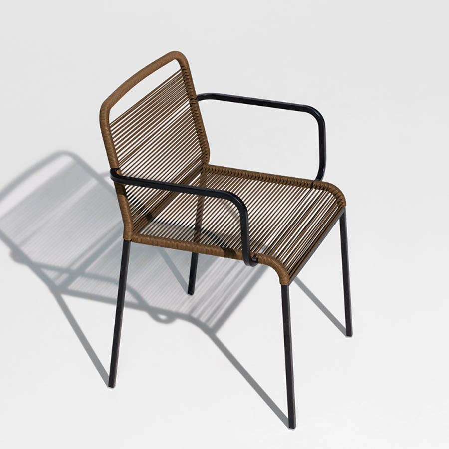 lapalma ARIA S43 Gartenstuhl | Sitfzfläche Tabak | Vierfuß-Gestell schwarz