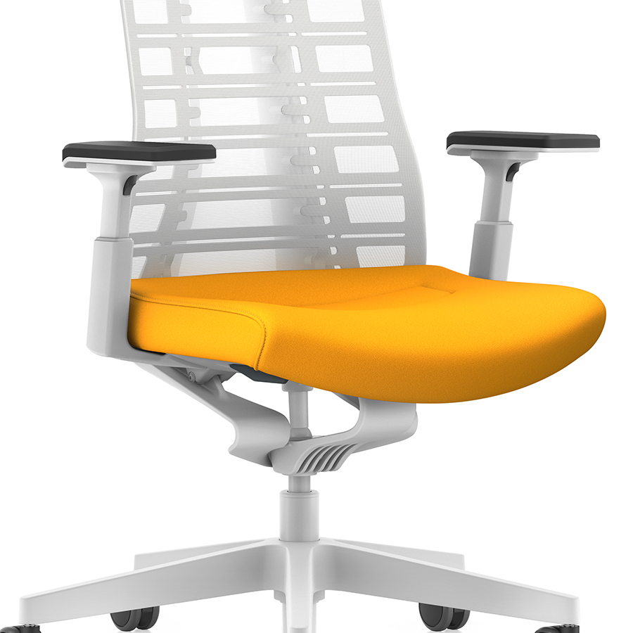 Interstuhl PUREis3 PU213 Bürostuhl weiß mit Netzrücken Farbe maisgelb Detail