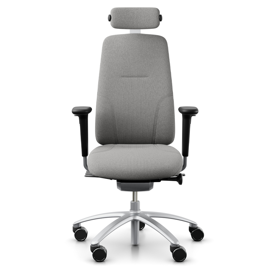 rh Logik 220 silver | Nackenstütze | Bezug Cura grau | Fußkreuz Alu silber