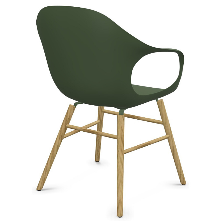 Kristalia ELEPHANT Stuhl mit Holzgestell Sitzschale olivgrün - Rückansicht