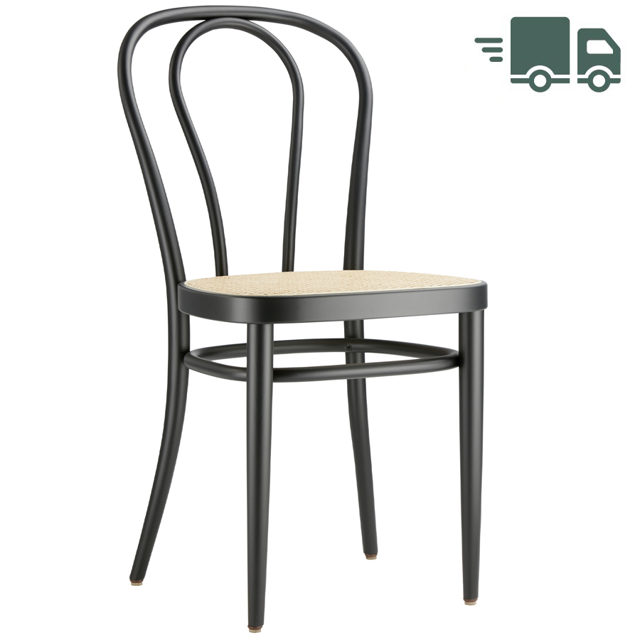 THONET 218 Bugholzstuhl Bistrostuhl schwarz mit Rohrgeflecht