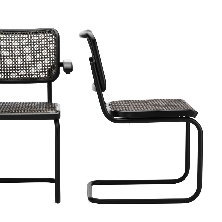 THONET Dark Melange Serie | Stahlrohr-Freischwinger | Gestell schwarz
