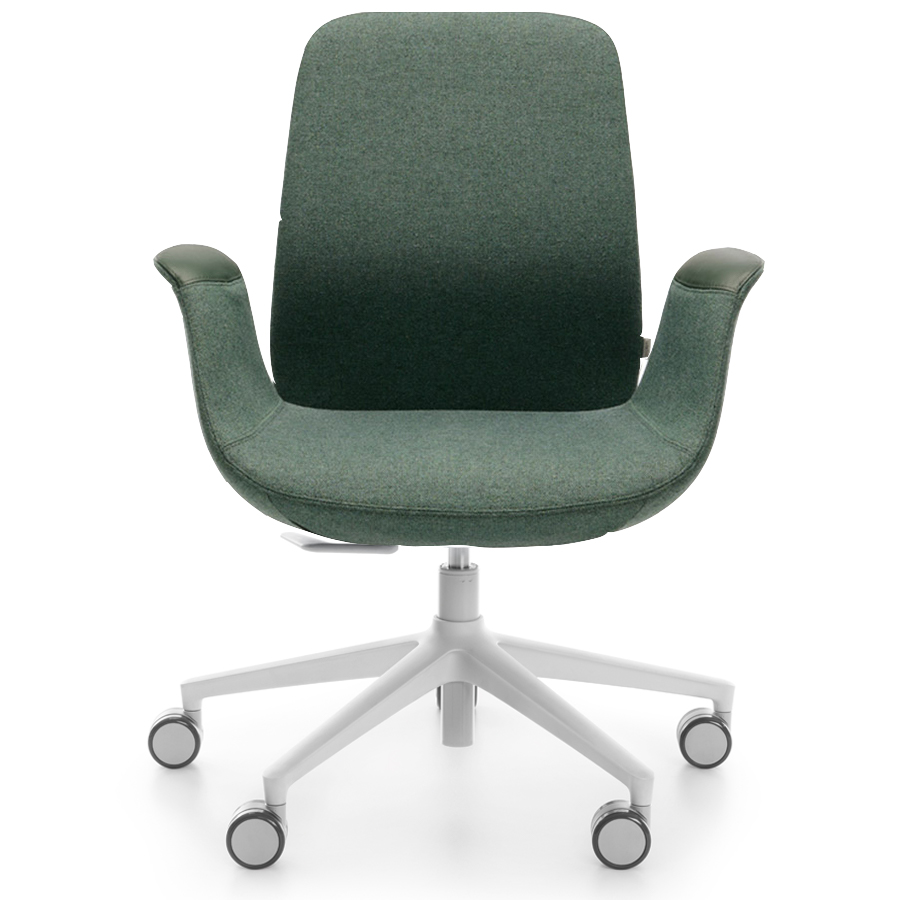 Profim ElliePro 20ST Bezug grün mit Armauflagen Leder - Fußkreuz weiß