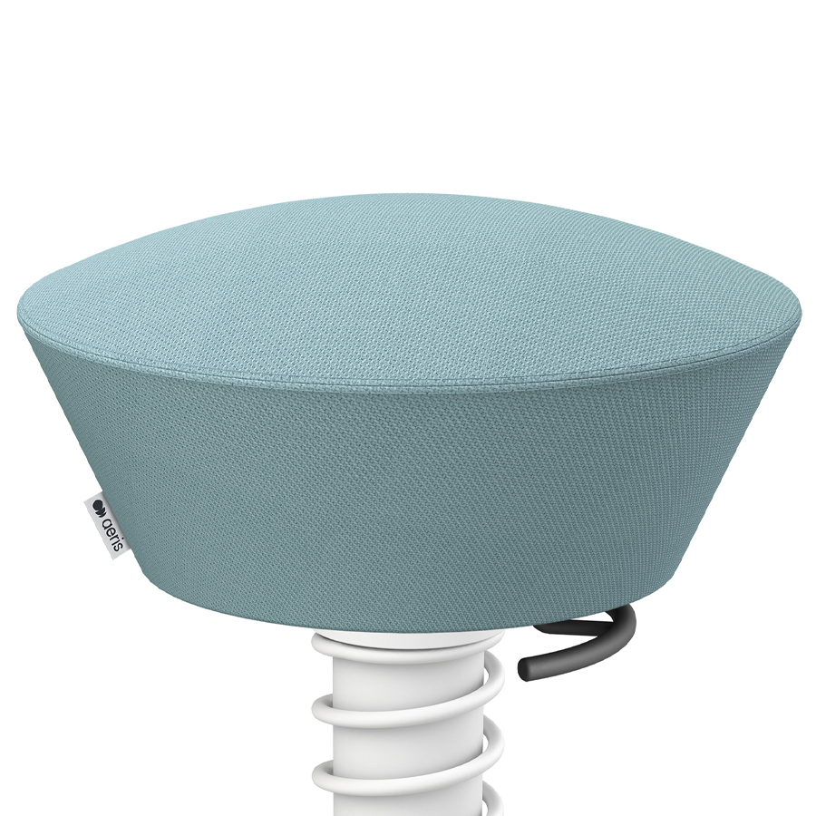 Aeris Swopper Select Wolle pastellblau - Rollen - Gestell weiß - Nahaufnahme