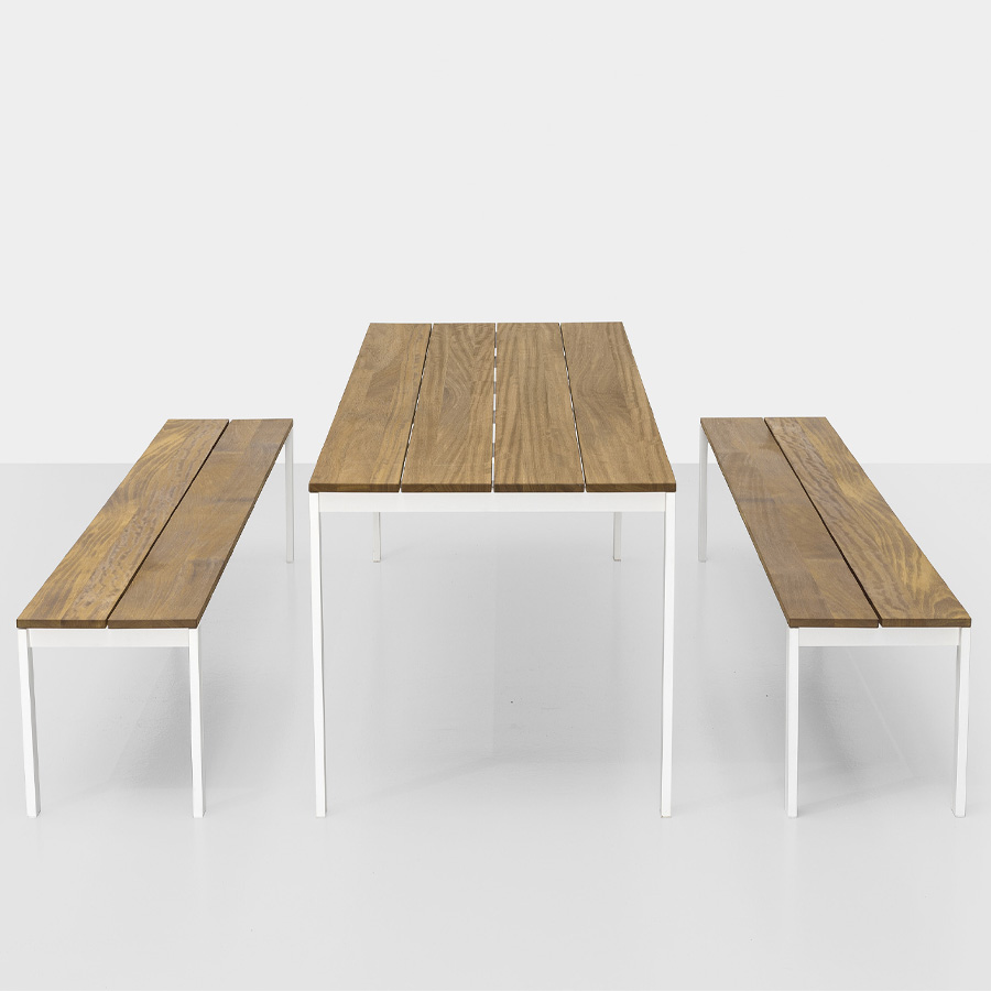 Kristalia be-Easy | Gartenbank Sitzbank | Slatted mit Teakholz Platte