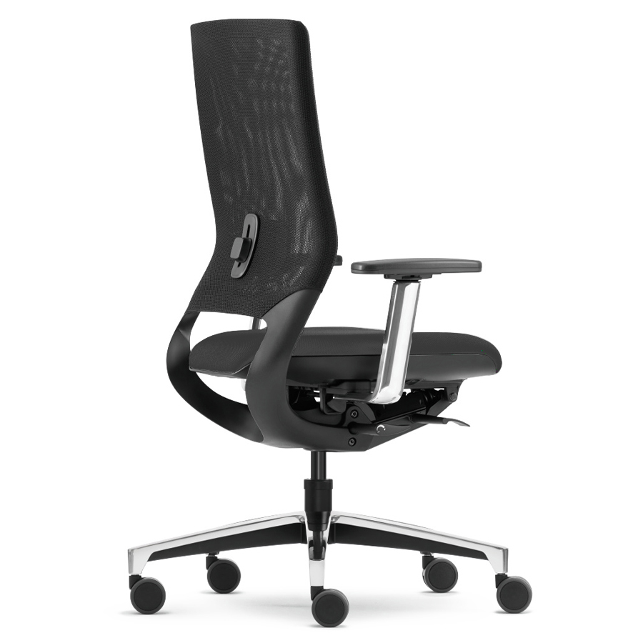 Klöber Mera 84 schwarz mit Netzrücken - Armlehnen und Fußkreuz poliert