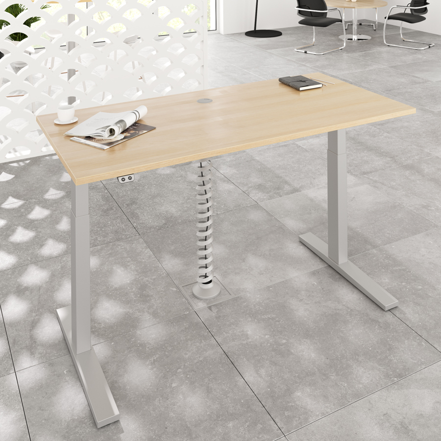 RWH Action Schreibtisch elektrisch verstellbar - Eiche hell-silber