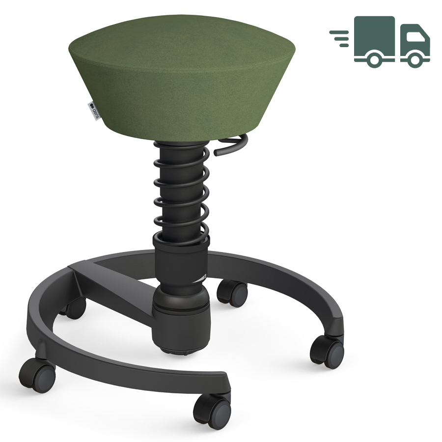 Aeris Swopper Mikrofaser grün mit Rollen - Gestell schwarz - Standardfeder