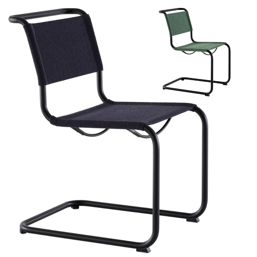 THONET Stahlrohr-Freischwinger S 33 V | Gestell schwarz | Stoffgewebe | Konfigurator